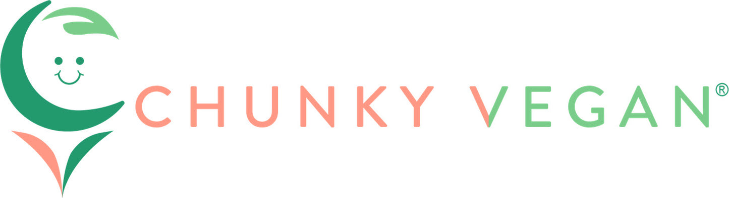 Chunky Vegan logo with a green crescent moon and leaf design on a white background