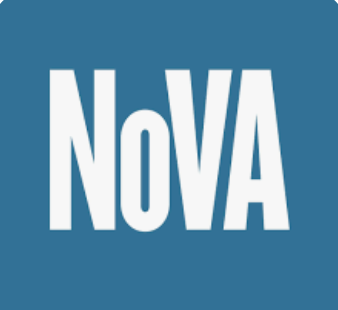 White 'NOVA' logo on a blue background