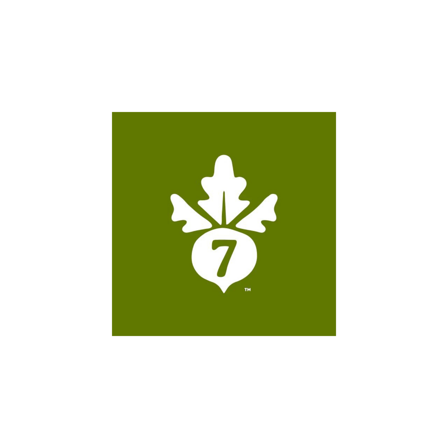 White logo with a number '7' on a green square background