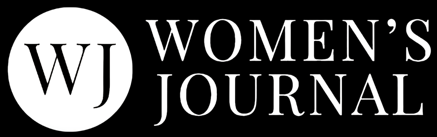 Logo of 'Women's Journal' with a white circle and text on a black background